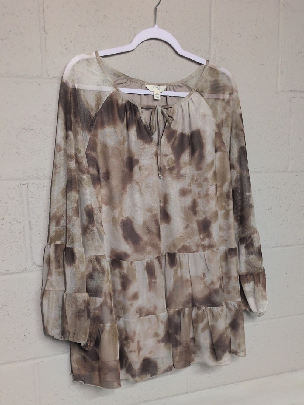 Women's Plus Size Tiered Stretchy Mesh Lined Peasant Boho Shirt Size 2X, NWOT - Picture 6 of 9